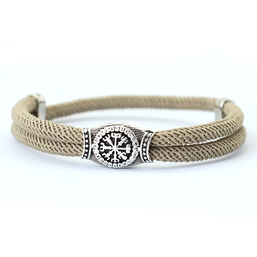Mode Mannen Armband Touw Handgemaakt Weaven Viking Symbool Braslet Verstelbare Nautische Draad Braclet Surfen Sieraden Accessoires: Licht Geel Goud Kleur