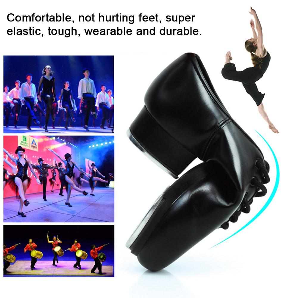 Women's Split Sole Jazz Tap Dance Shoes Leather Material Tap Shoes Adult/Unisex Lace Up Tap Dancing Shoes for Women Ladies Girls