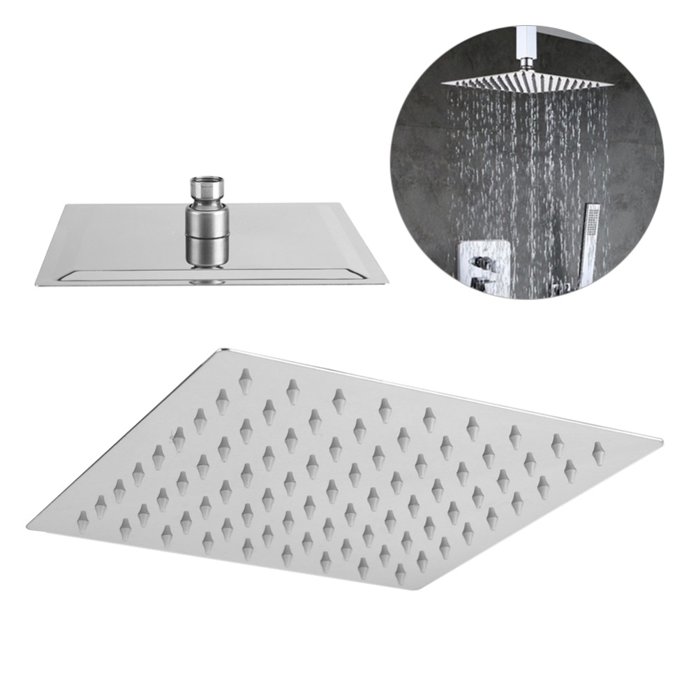 G1/2“ Square Shower Head Stainless Steel Rainfall Rain Shower 8inch Ultra-thin Top Sprayer Bathroom Showerhead pommeau de douche