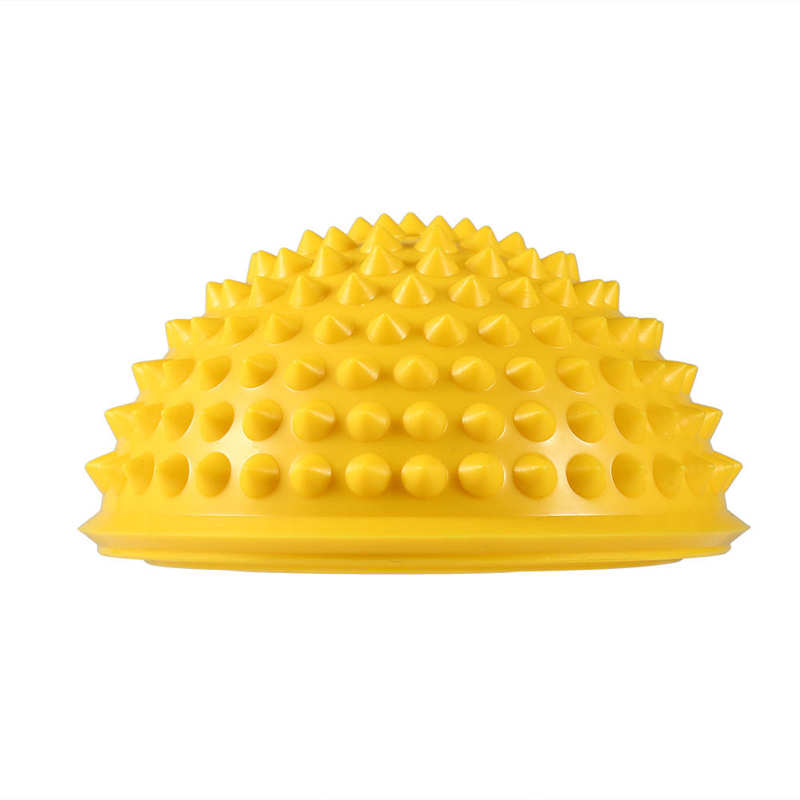 Duurzaam Pvc Spiky Half Ronde Massage Bal Trigger Punt Hand Voet Pijnbestrijding Fitness Fascia Oefening Yoga Bal Gezondheidszorg tool: YELLOW