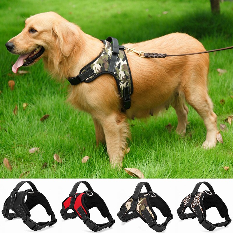 Nylon robuste chien collier de harnais pour animaux de compagnie réglable rembourré Extra grand moyen petit chien harnais gilet Husky chiens fournitures