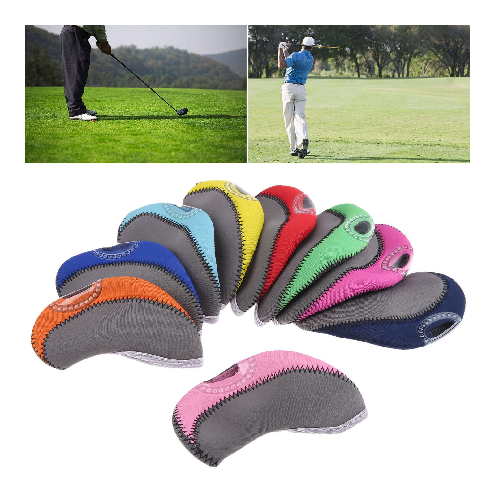 10 kpl golfrautapään suojukset, rauta putterinsuoja, 9 väriä, golfmailan rautapään suojus, golfmailan suojus, golftarvikkeet