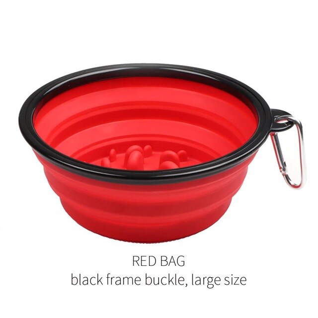 Pesant bol pour animaux de compagnie 6 couleur chien soins de santé Portable étanche pliable numérique bol pour animaux de compagnie sain animal de compagnie lent bol de nourriture 2 taille: Red / red small