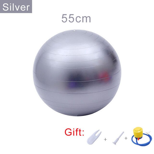 SONGYI Yoga Ball Pilates Fitness Balance Ball Gymnastic Pregnant Woman Exercise Fitness Midwifery PVC Ball 55/65/75 CM: Sliver-55cm