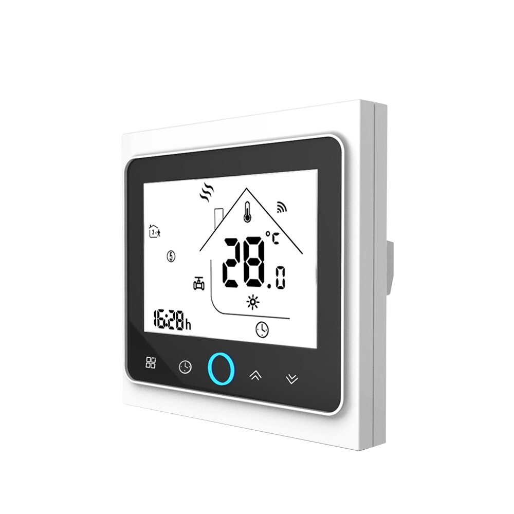 Tuya smart wifi touch termostat temperatur trådløs controller til gasfyr tør kontakt & passiv fungerer alexa google home: Sort og hvid / Ingen wifi
