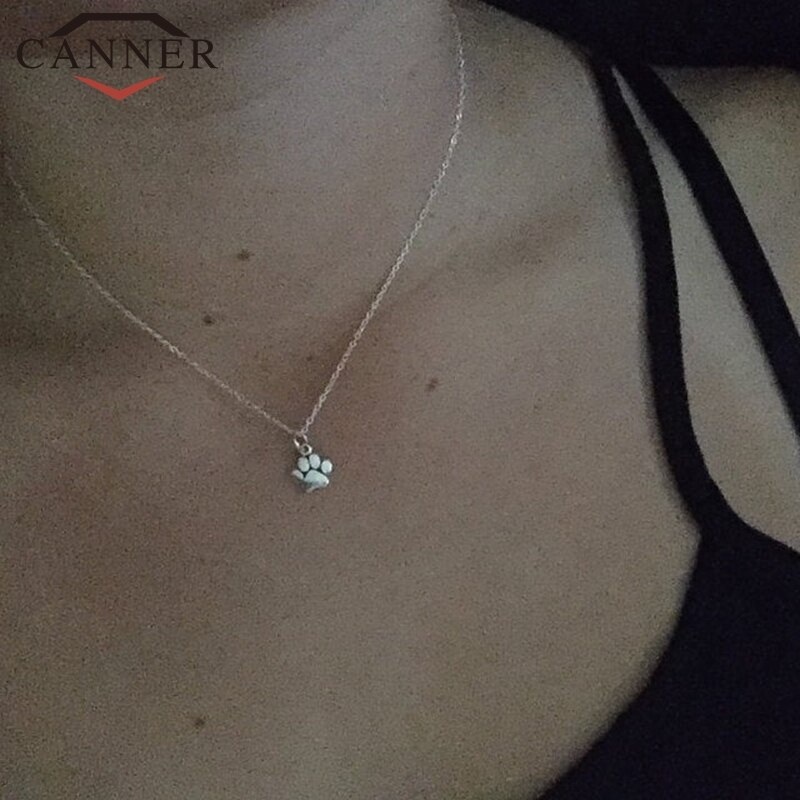 925 sterlina d'argento carino gatto artiglio Pendente Della Collana Delle Donne Semplice colore Argento Catene Della Collana Del Partito/Regalo Di Compleanno Dropshipping