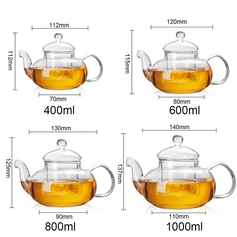 Heat Resistant Glass Flower Tea Pot,Practical Bottle Flower TeaCup Glass Teapot With Infuser Tea Leaf Herbal Coffee