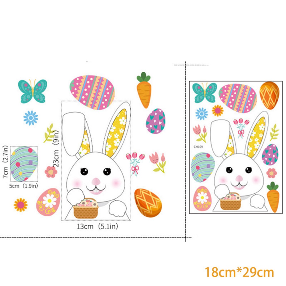 Happy Easter Electrostatic Window Stickers Rabbit Eggs Chick Wall Sticker Easter Decor for Home Easter Party Bunny Wall Decals: E