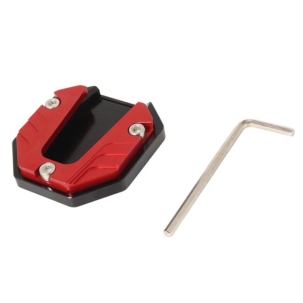 Motorstandaard Pad Antislip Vergroter Basisondersteuning Uitbreiding Vergroter Scooter Bromfiets Voetkussen CNC Aluminiumlegering: Rood