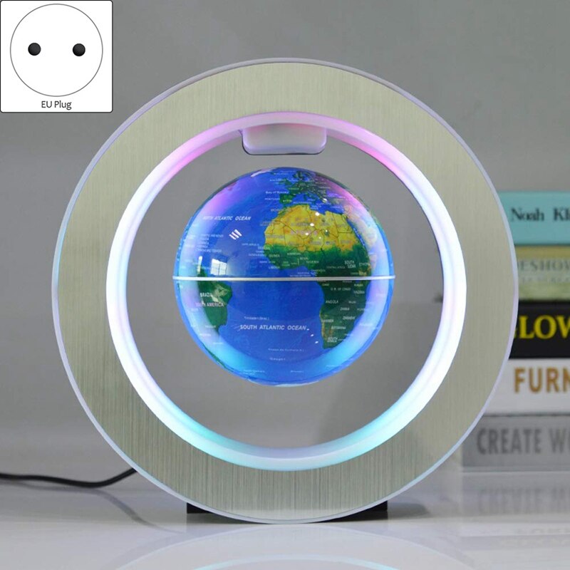 4Inch Magnetische Levitatie Globe Ronde Frame Globe Roterende Magnetische Bal Air World Map Voor Kantoor Set Off