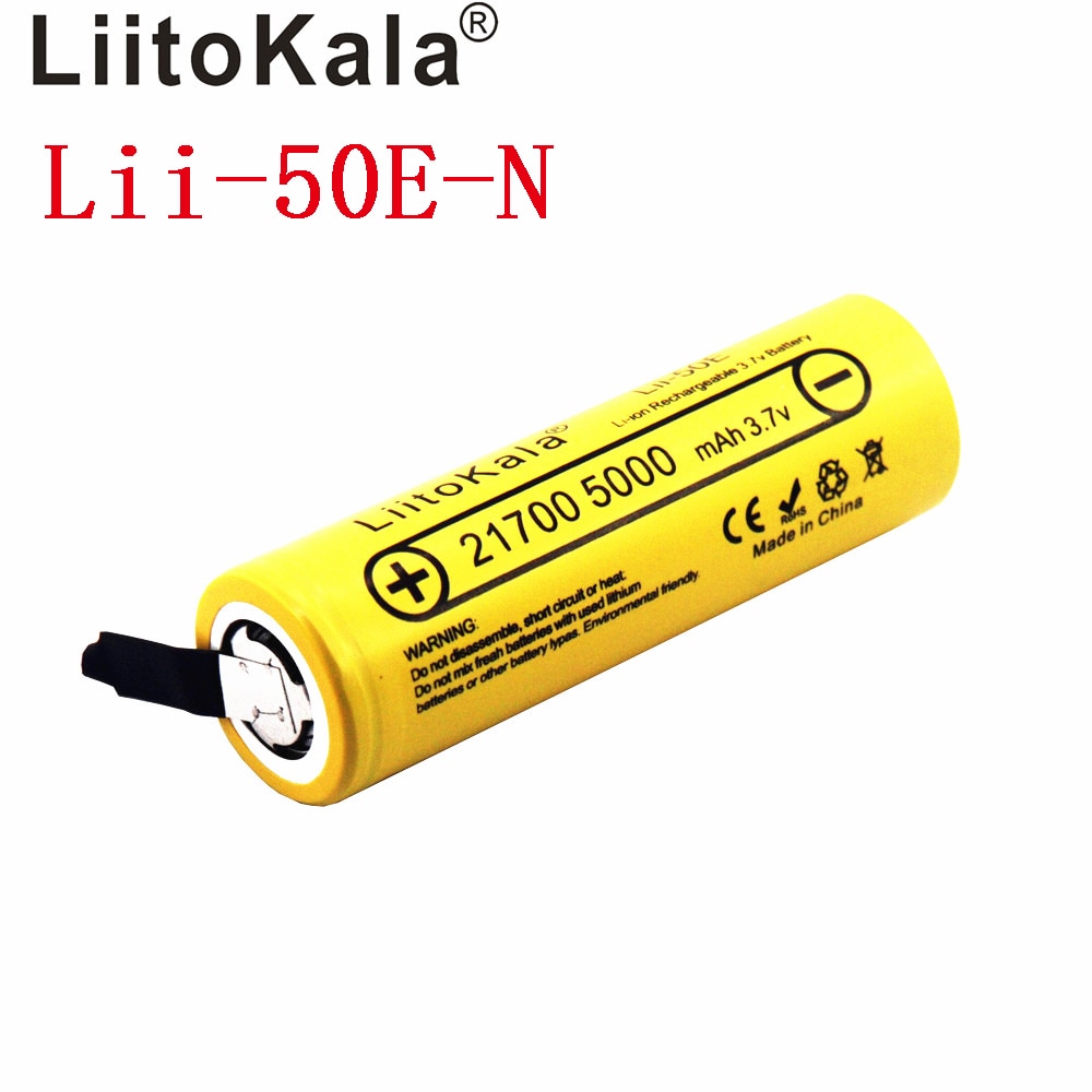 Liitokala Lii-50E 21700 5000 Mah Li-Ni Bateria 3.7 V 40a Para Alta Descarga Mod/Kit 3.7 V 15a Power + Diy Nicke