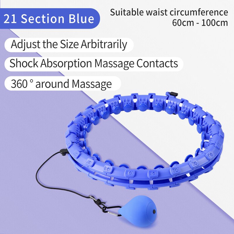 TMT 18-24 Section Sport Hoops Detachable 360° Smart Massage Thin Waist Hoop Fitness Equipment for Weight Loss Home Training Gym: 21 blue