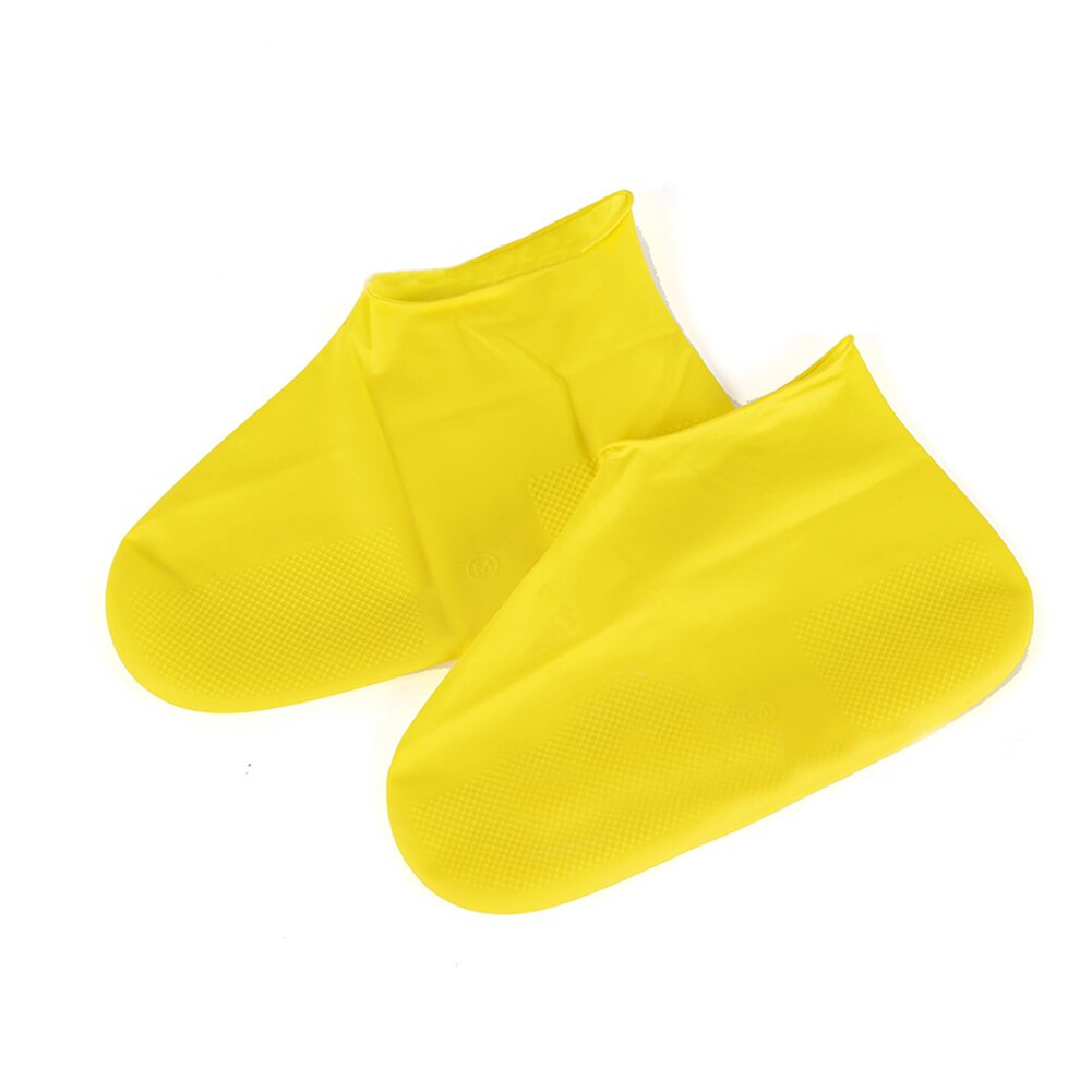 1 Pair Disposable Latex Waterproof Shoe Covers Anti-Slip Thicken Rain Overshoes For Rubber Boots Shoe Accessories Protector Case: Yellow / L