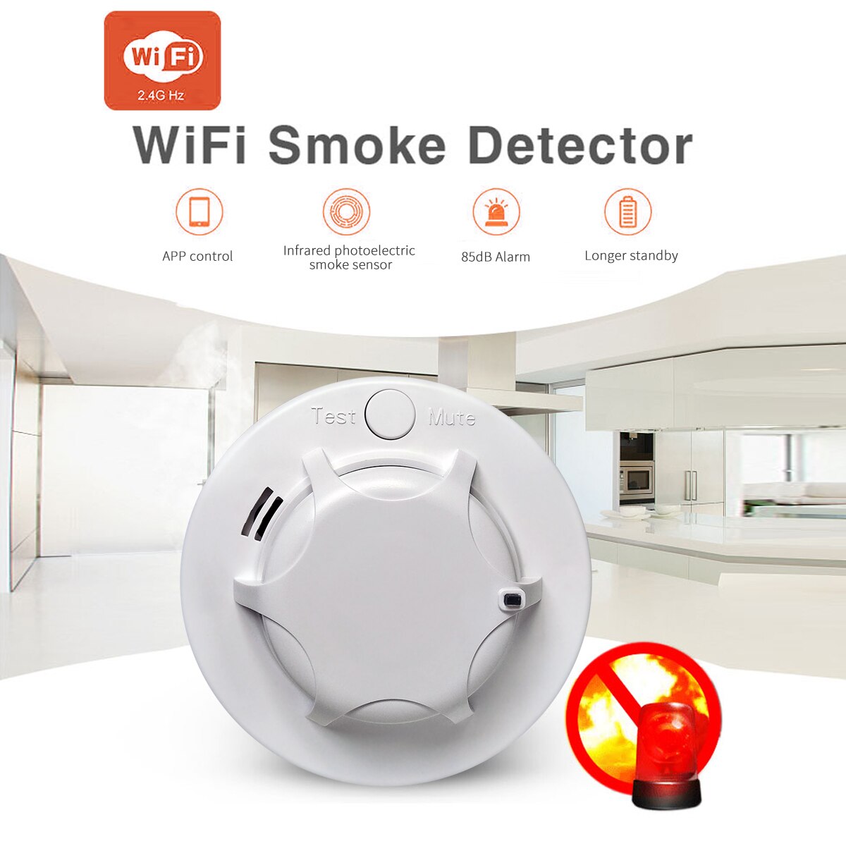 WiFi Smoke Detector Alarm System Smokehouse Firefighters Smoke Sensor for Home Fire Protection Tuya Smart Life APP