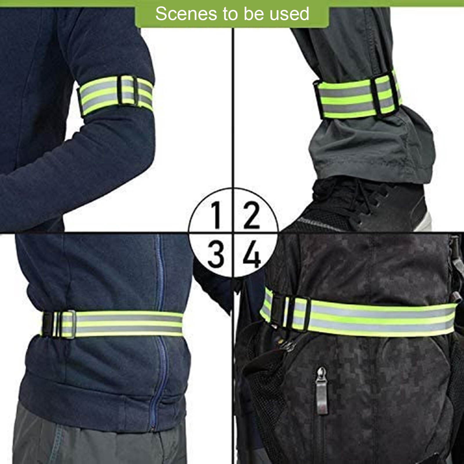 Reflective Band Adjustable Safe Bicycle Reflective Strap Promote Safety Variety of Wearing Methods Circular Flashing Effect