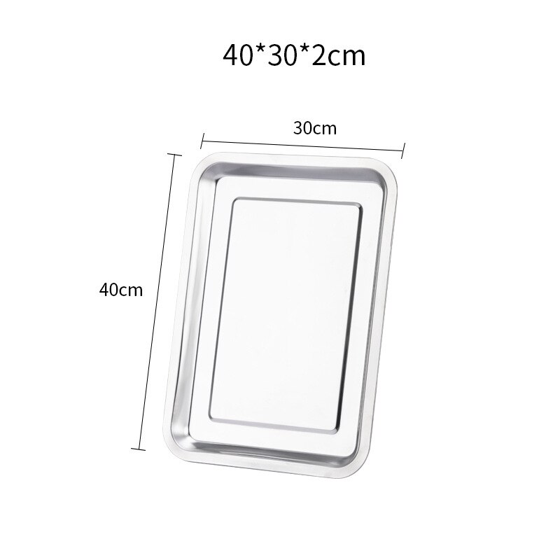 Stainless Steel Storage Metal Tray Rectangle Food Shallow Plates Serving Fruit Steaming Dish Tools Household Kitchen Accessories: Blue