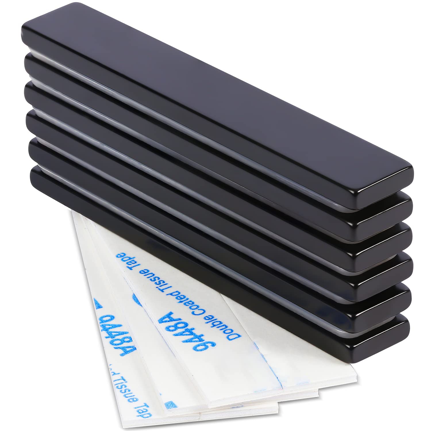 Waterproof Sturdy Neodymium Bar Magnets Powerful Rare Earth Magnets with Epoxy Coating and Double-Sided Adhesive for Shower Door: Silver