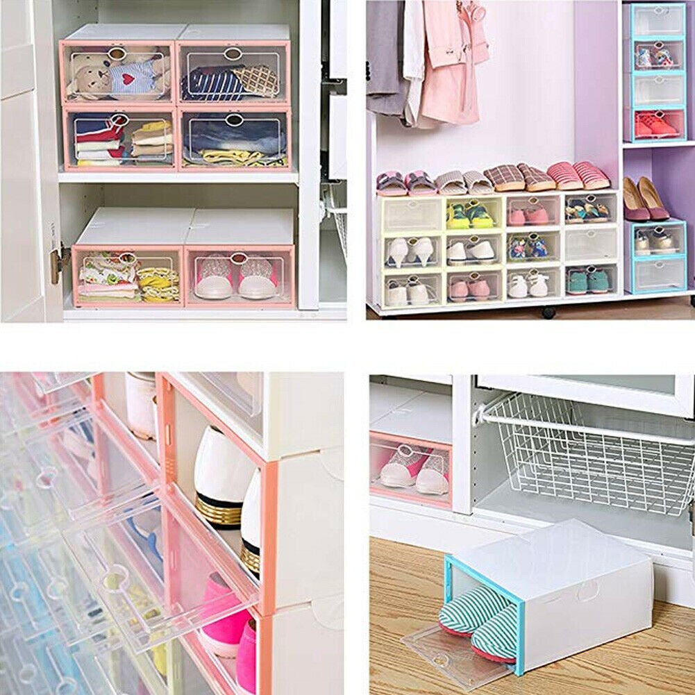 1pc Transparent Clear Plastic In Order Shoe Storage Box Shoe Hanger Boxes Organize