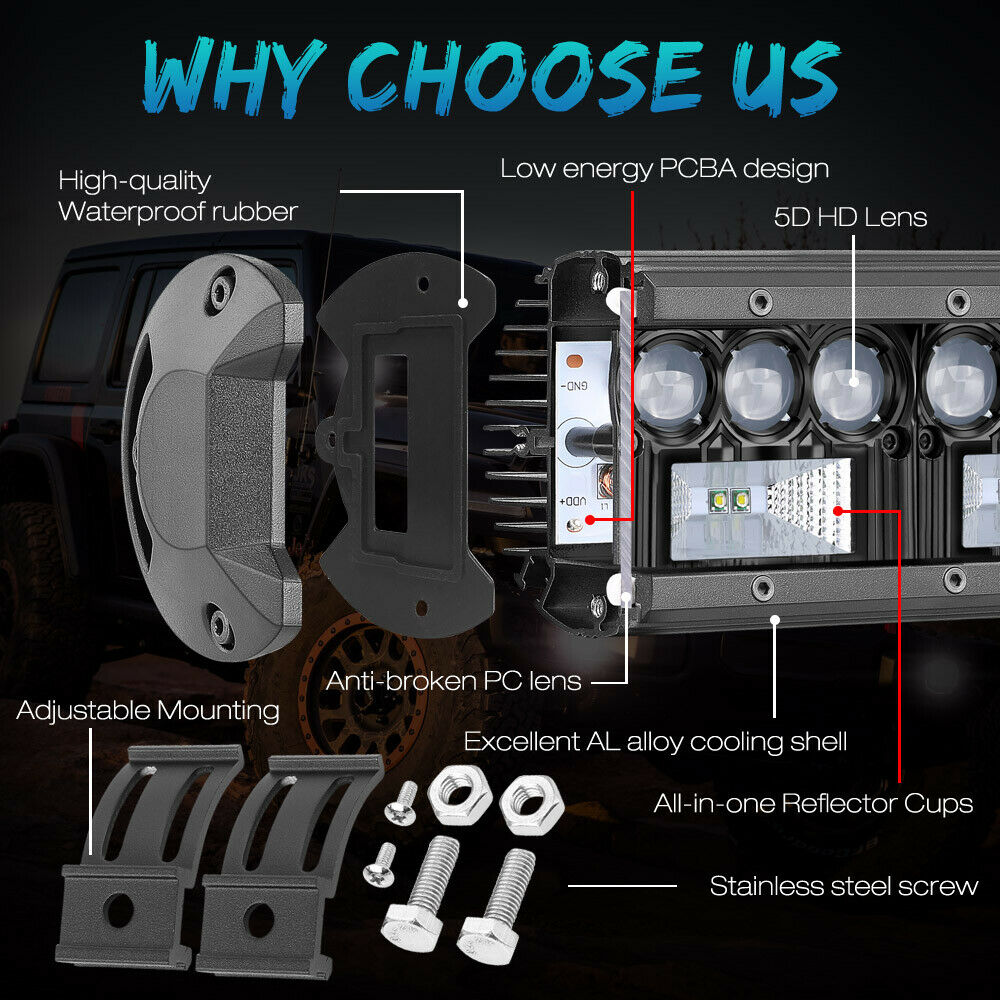 Nlpearl-Barra de luz Led de trabajo 5D CREE, 50W, 100W, 200W, para todoterreno, Jeep 4x4, ATV, camión, tractores, 12V, 24V