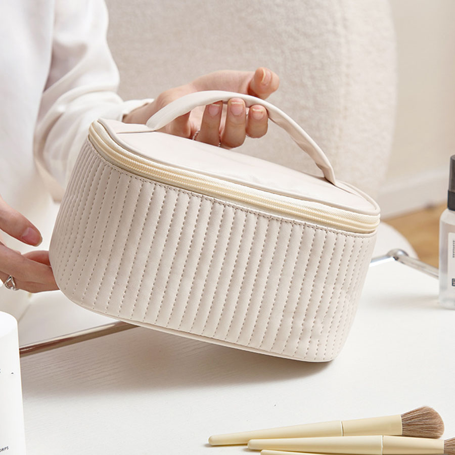 Make-uptassen voor dames Reistoilettas Leuke koffers Tas Draagbaar Effen kleur Make-up organizer Box Cosmetische tas Neceser PU-leer