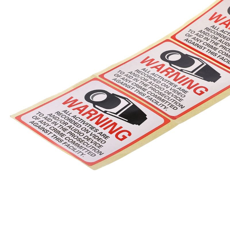 8PCS Warning Stickers SECURITY CAMERA IN USE Self-adhensive Safety Label Signs Decal