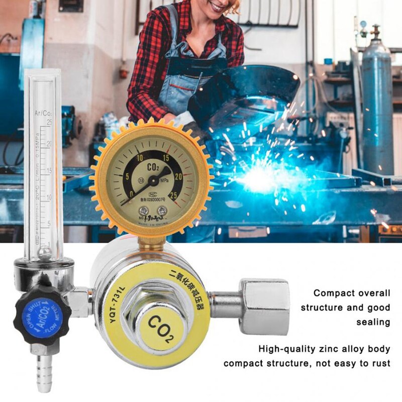 CO2 Pressure Regulator 36/110V – Heated Gauge, Flowmeter For MIG/TIG Welding – YQT-371L