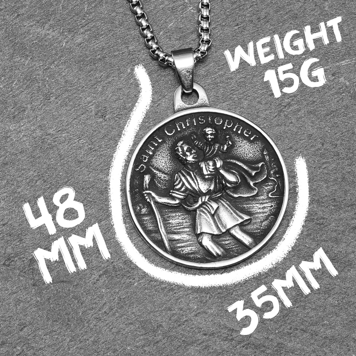 Colgantes de collar de San Cristóbal, amuleto de acero inoxidable 316L, cadena para hombre, de Rock Retro para motorista, joyería masculina, , triangulación de envíos