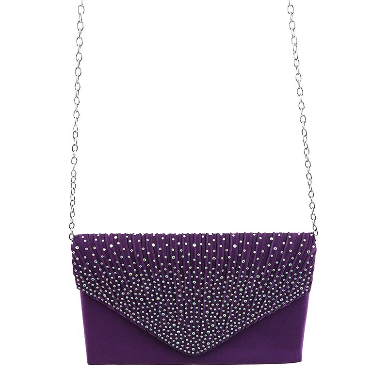 Female Diamond Satin Handbag Ladies Envelope Shoulder Dinner Bag Clutch Party Bags Evening