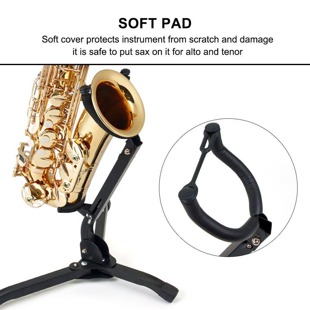 Folding Alto Saxophone Stand Sax Tenor Saxophone Stand Holder Tripod Portable Foldable Adjustable Woodwind Instruments Accessory