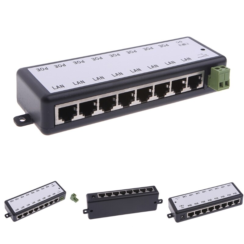 Inyector POE de 8 puertos para cámaras IP de vigilancia CCTV, adaptador de alimentación sobre Ethernet 77UB