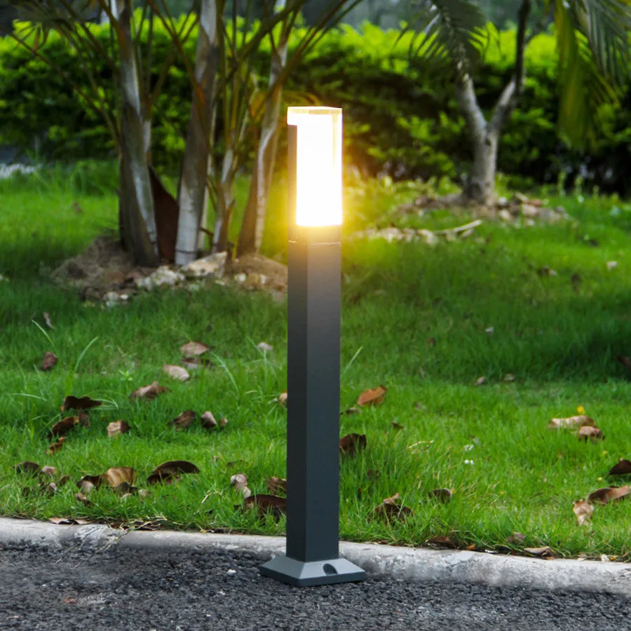 10w utendørs led-plenlamper med bevegelsessensor og påle i aluminium, vanntett hagesti, søylelys, landskapslampe