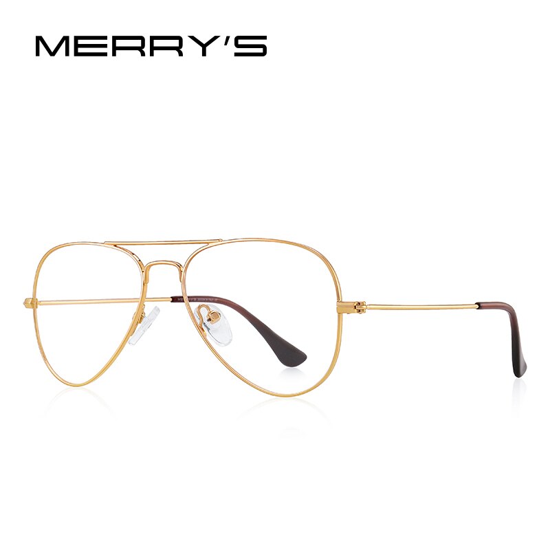 MERRYS Classic Pilot Glasses Frames For Children Boy Girls Prescription Eyeglasses S7026: C04 Gold
