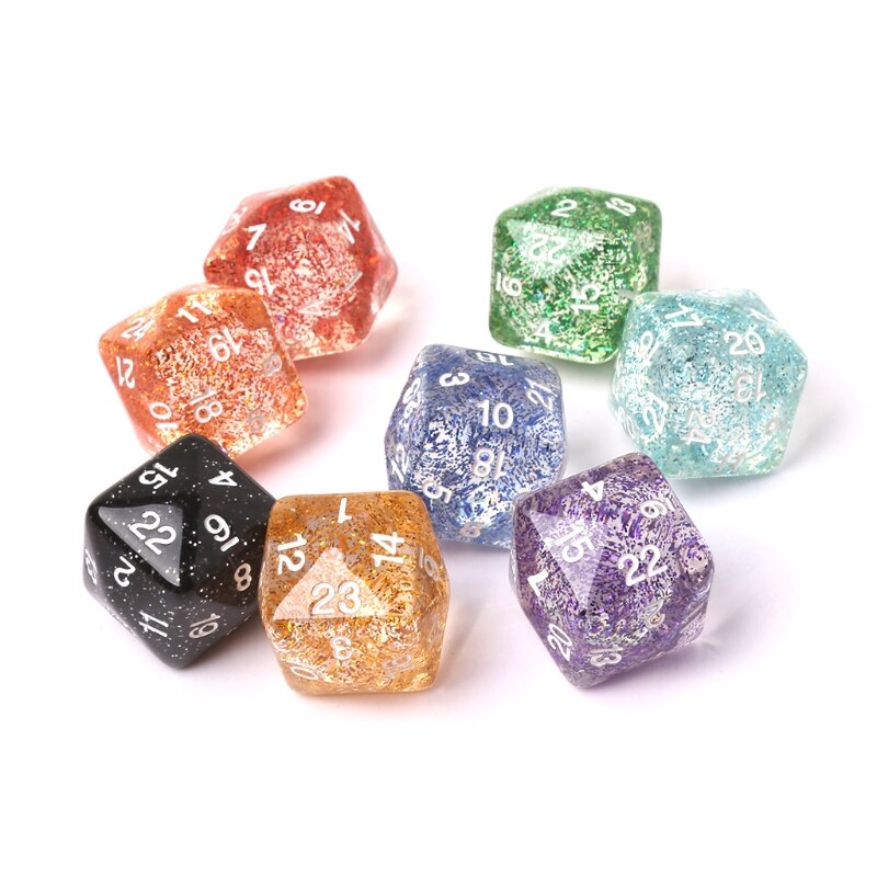 2pcs 24 Sided Transparent Resin Digital Dice RPG Game Dices