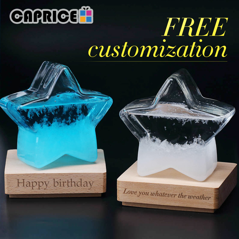 Weather Forecast Storm Glass Crystal Tempo Free Engraving Star Shape Ornaments Home Decor TQYBP-HX