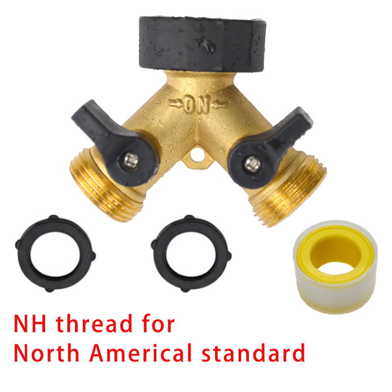 Garden Hose Splitter Heavy Duty Connector Brass Garden Hose Adapter Hose Bib Splitter Water Hose Splitter Hose Spigot Connectors: Red