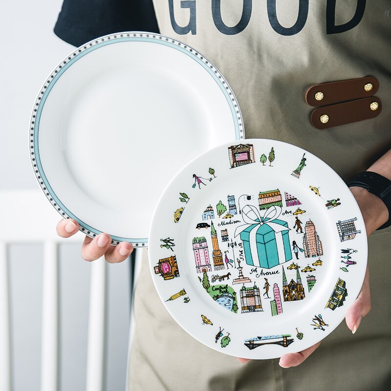 Blau spitze bogen-knoten Rosette Knochen China flache platte tiefe schüssel platte Weiß porzellan Hochzeit Geburtstag Präsentieren