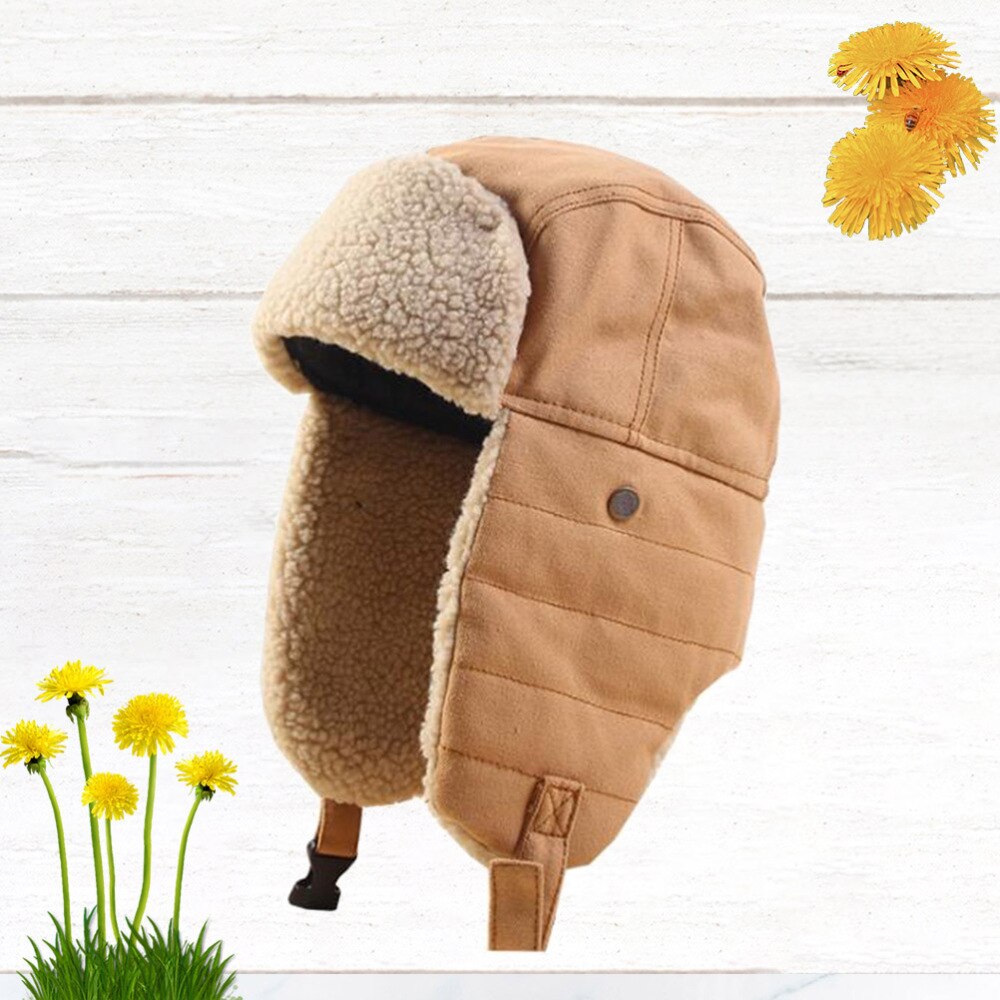 Lei Feng Hat - Unisex Winter Riding Cap - Adjustable Ear Flap for Cycling Skiing - Khaki