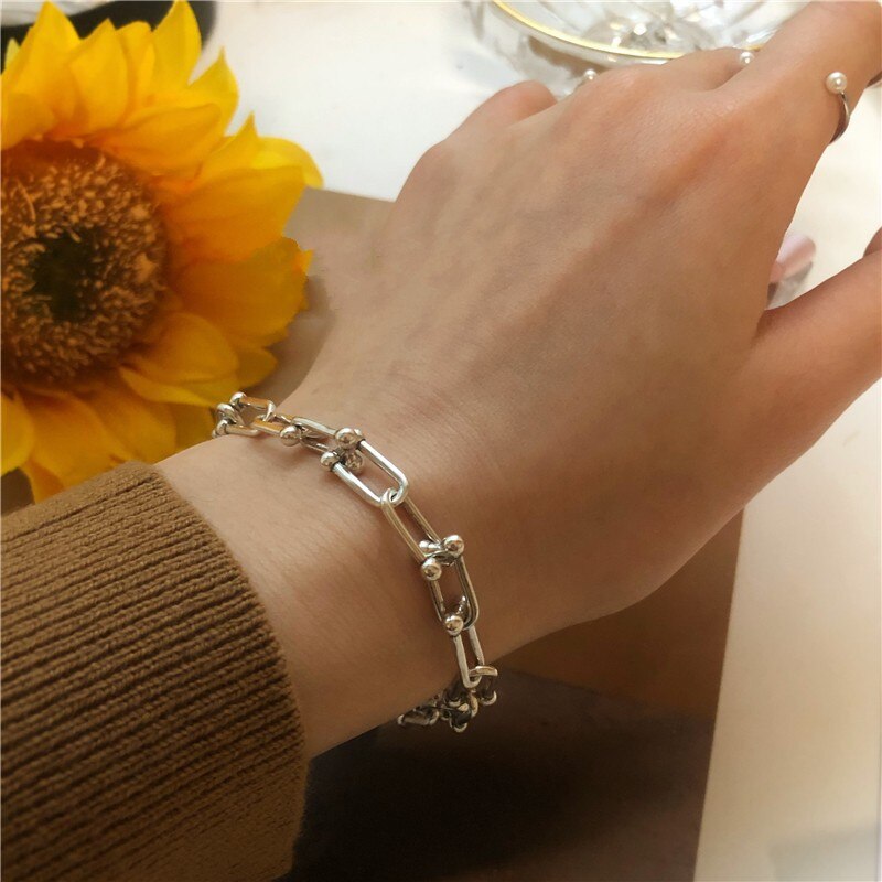 U Vorm Ketting Goud/Zilveren Armbanden Voor Vrouwen Meisjes Zomer Vrouwen Armbanden Femme Zilver 925 sieraden