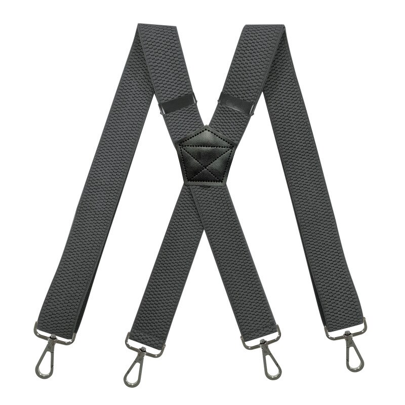 Heren Bretels 3.8Cm Breed X-Vorm Met 4 Swivel Snap Haken Verstelbare Elastische Biker Snowboard Broek Bretels zware Werk: Dark gray