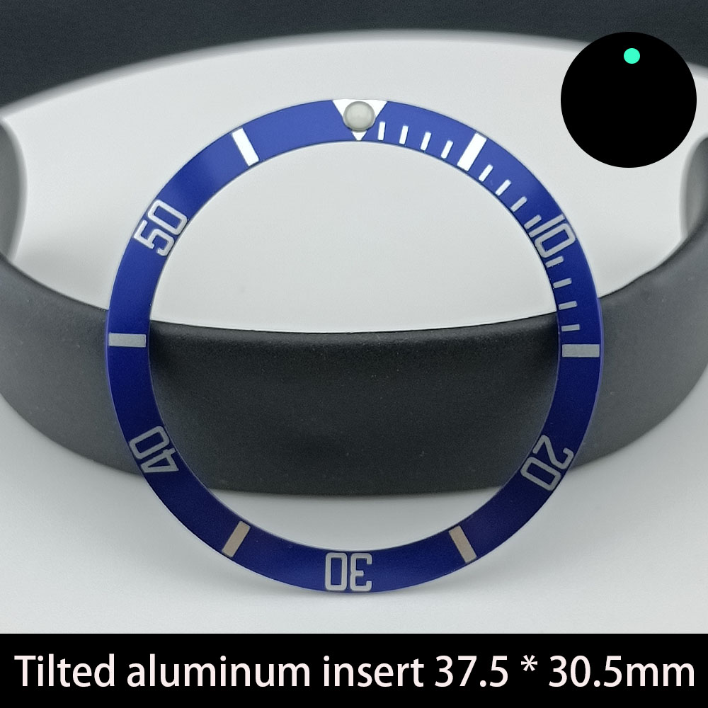 37,5 mm bezel kantel inzetstuk keramiek/aluminium 37,5 * 30,5 mm horlogeaccessoires vervangende onderdelen kast horlogering: Zilver