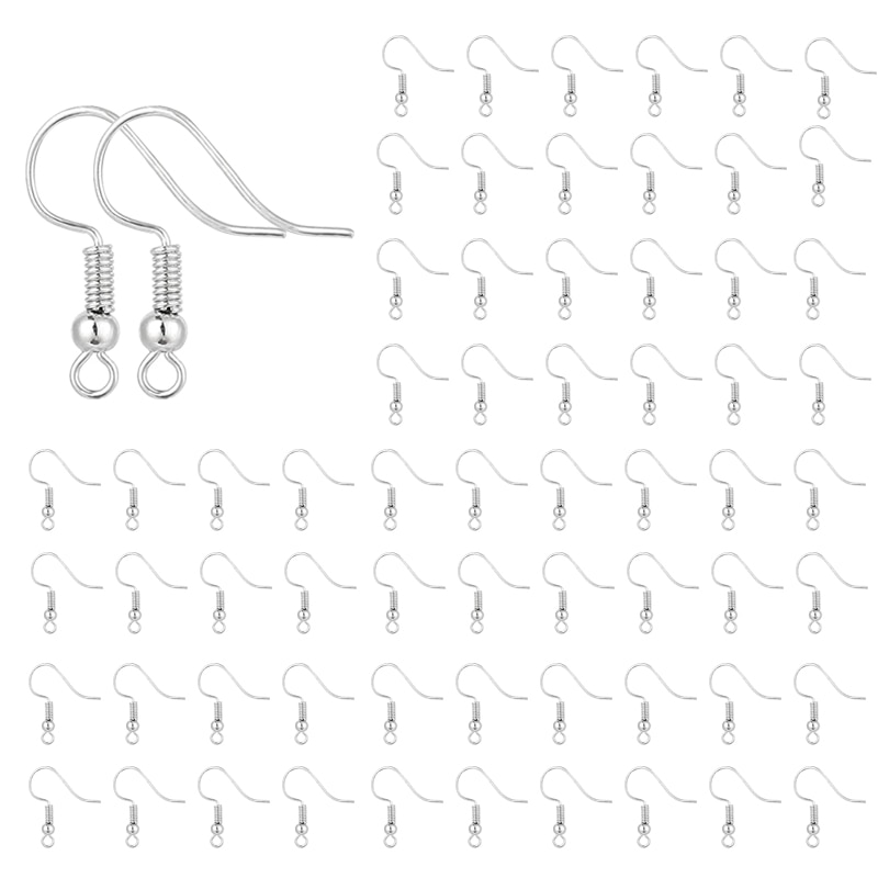 100pcs Eardrop Earring Clasps Fish Dangler Hook DIY Earring Base Findings For Jewelry Making Supplies Ear Wire: K white