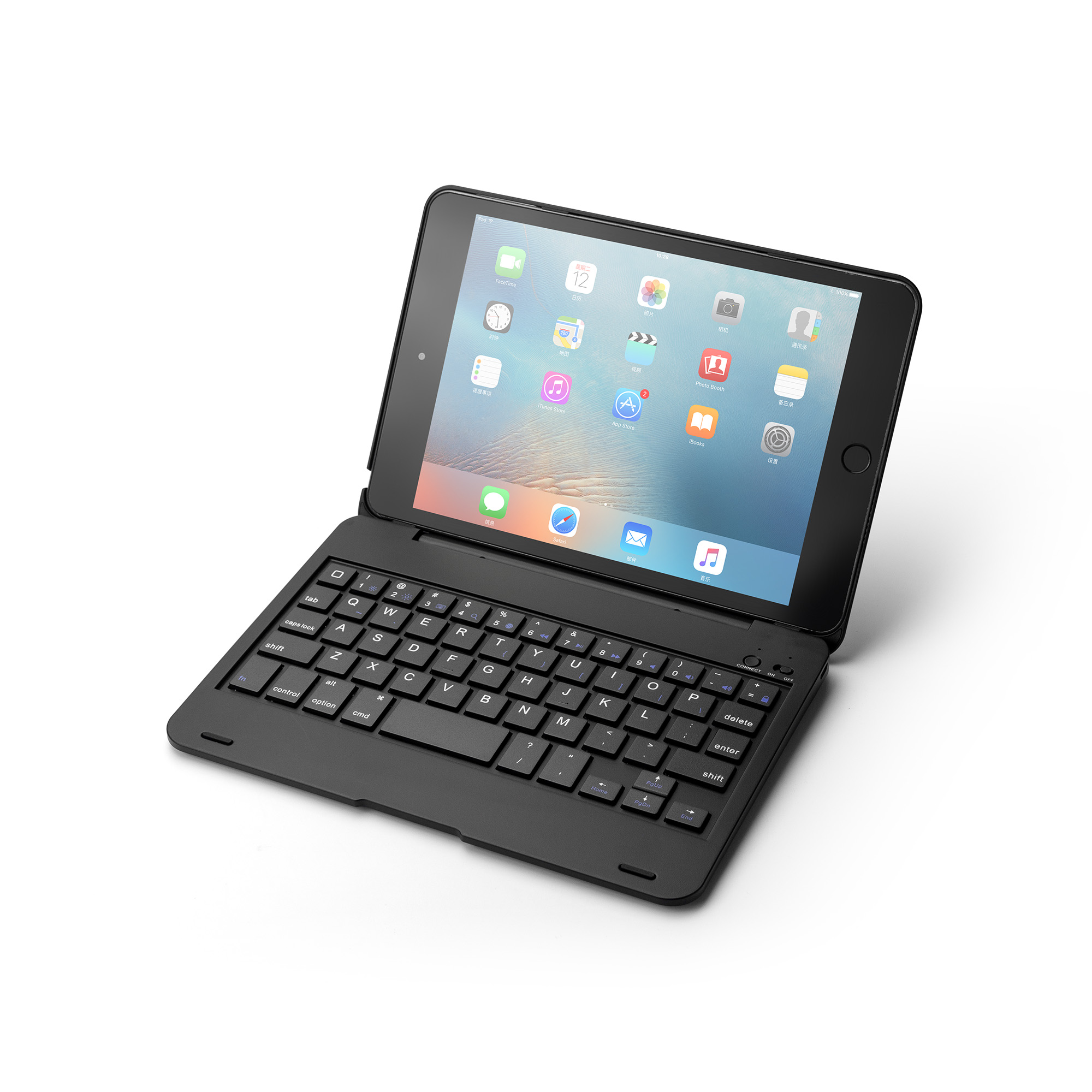 Til ipad mini 4 mini 5 cover med tastatur  a1538 a2124 abs trådløst funda til ipad mini 4 5 tastaturcover: Lilla