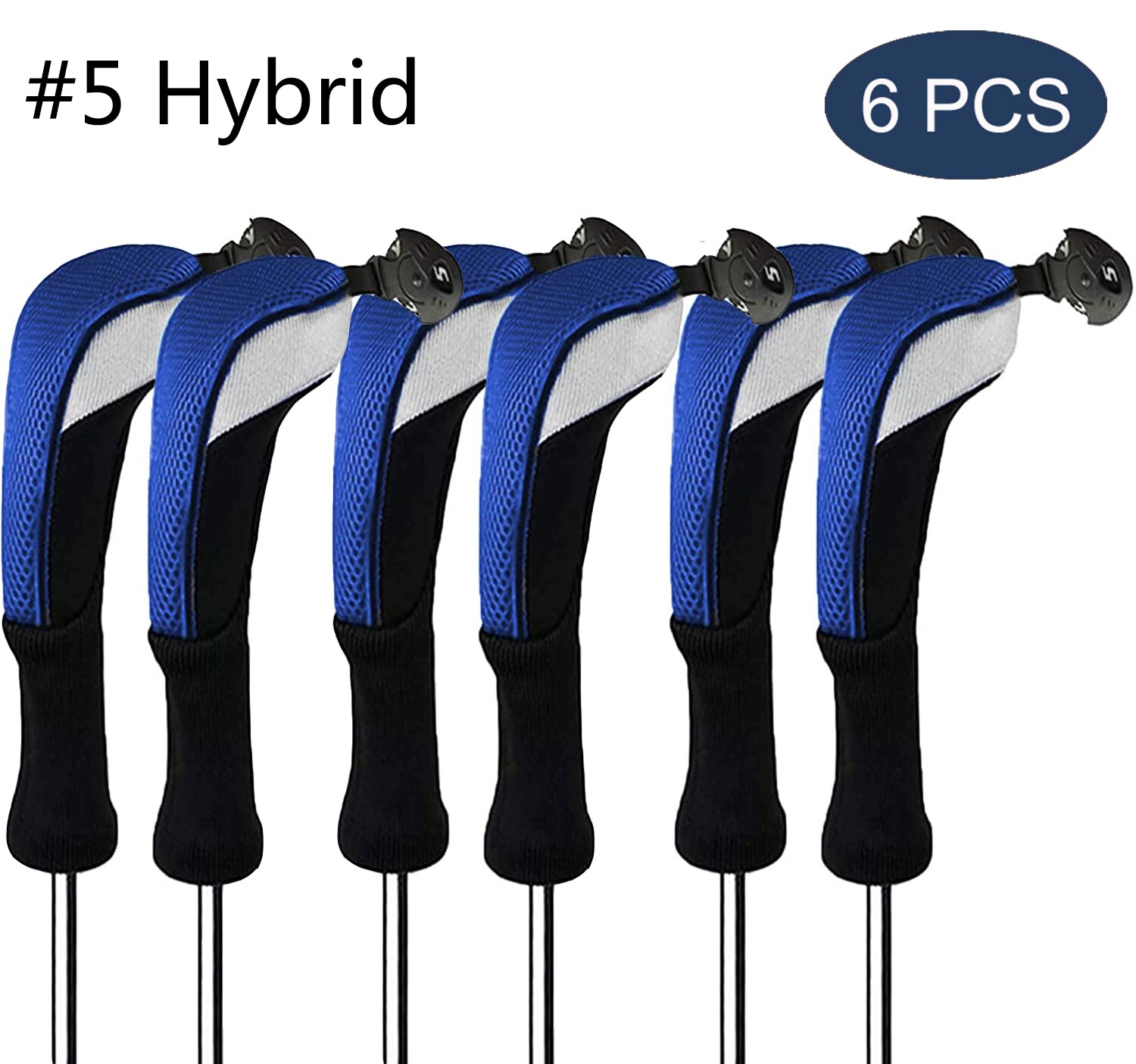 Long Driver Fairway Hybrid Golf Wood Head Cover Club Headcover Covers No.1 3 5 Set Red Blue Black Yellow Grey: Blue NO.5 6Pcs