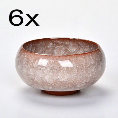 6 stk kung fu tekop sæt knitre glasur rejse kinesisk porcelæn tekop sæt keramisk keramik 30ml xmas: Beige hvid