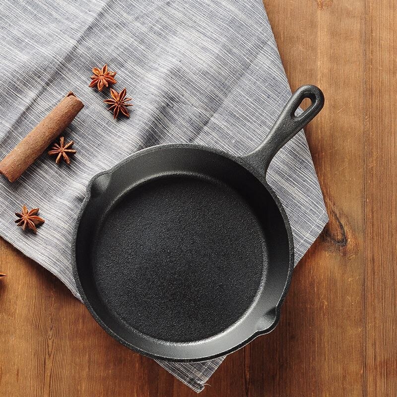 14/16/20cm Cast Iron Cooking Pan Skillet Frying Pan Heavy Duty Cookware Non-coating without Pot Cover Kitchen Pot