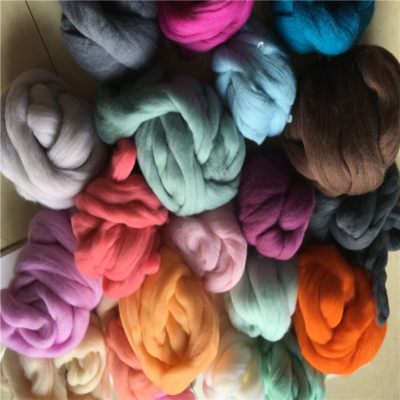 felting wool 36Pcs/Lot Merino Wool Fibre Roving For Needle Felting Hand Spinning DIY Fun Doll Needle work Wool Felt poke 5g/Pc