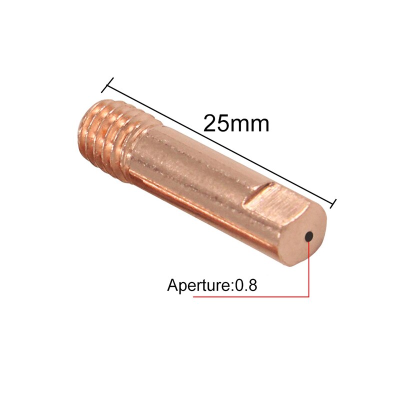 Soplete de soldadura MIG/MAG, punta de contacto, boquilla de Gas de 0,8/1,0/1,2mm, accesorios de soldadura Mig/MAG, 10 Uds.-15AK M6 * 25mm