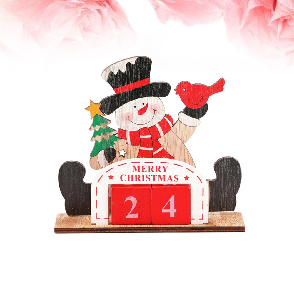 Adorable Santa Calendar Christmas Wooden Calendar Decor Desktop Reusable Perpetual DIY Calendar Block Photograph: Picture 2