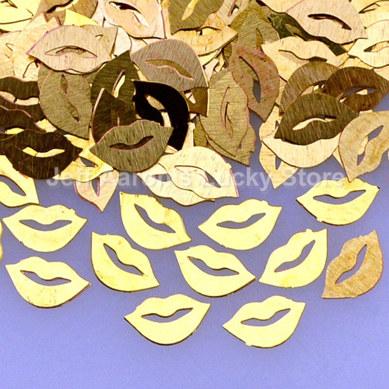 1000Pcs Gold Lippen Metal Nail Folie Decals 3d Nail Art Decoration Gereedschap Sticker Legering Slice Nail Sequin Lipstick 06