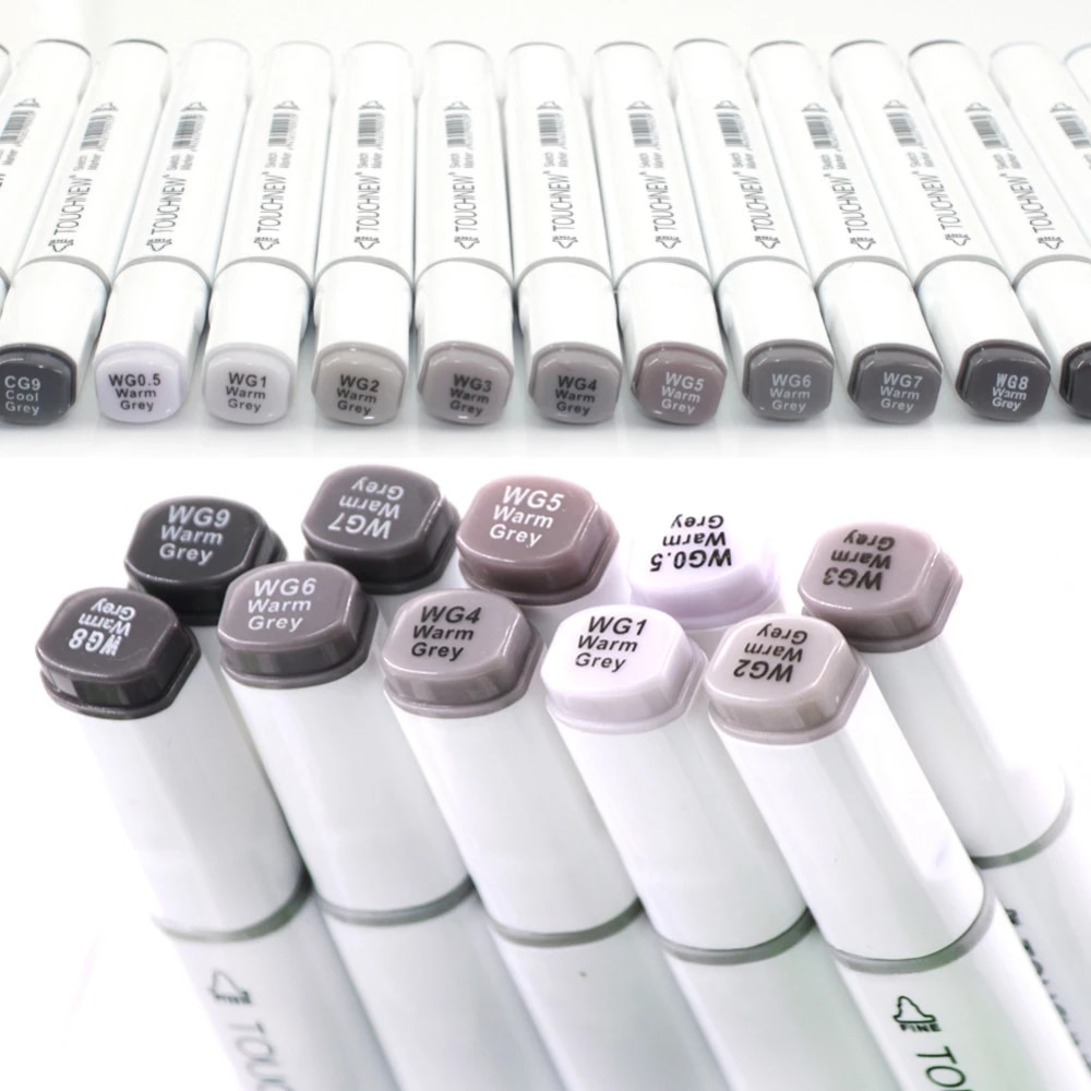 Touchnew Marker Pen 6/12/30 Colors Grey Colors Art Markers Double-Tip Sketch Markers Alcohol Based Ink Tones Art Supplies